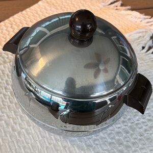 Vintage Stainless Steel ice bucket with Black Handles
And little penguins